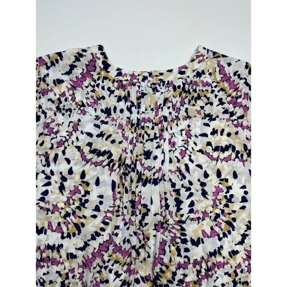 JM Collection Blouse Top Large Women's Artistic Print‎ Pleated-Back NEW - Picture 4 of 9
